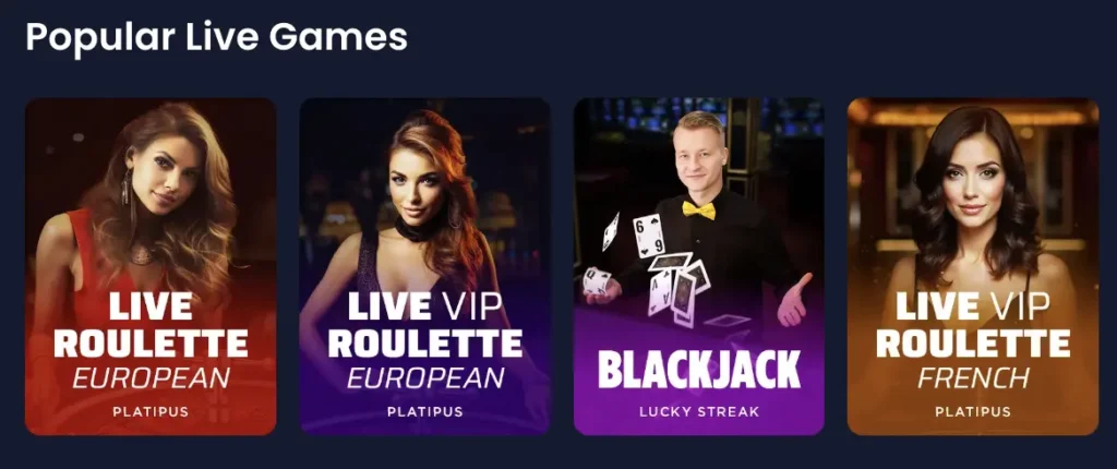 Live Casino games at Cashy Casino
